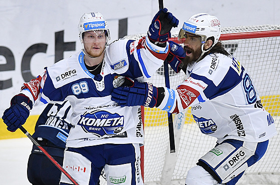 Utkání 28. kola hokejové extraligy: Bílí Tygi Liberec - HC Kometa Brno. Zleva...