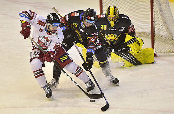 Utkání 29. kola hokejové extraligy: HC Verva Litvínov - HC Olomouc. Útoník...