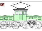 Bokorys lokomotivy ady E424.0 názorn zobrazuje dlený rám a eení pohonu.