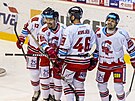 Utkání 29. kola hokejové extraligy: HC Verva Litvínov - HC Olomouc. Zleva Jan...