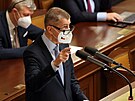 Premiér Andrej Babi na jJednání Poslanecké snmovny o povinném okování proti...