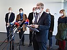 Premiér Andrej Babi vystoupil na tiskové konferenci k znovuvybudování...