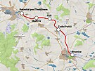 Mapa trati 204 mezi Beznicí a Romitálem pod Temínem