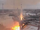 Start rakety Sojuz-2.1a ze startovací rampy . 31 na kosmodromu Bajkonur s...