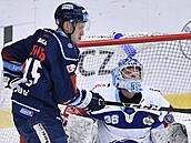 Utkání 28. kola hokejové extraligy: Bílí Tygři Liberec - HC Kometa Brno. Zleva...