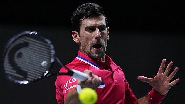 Novak Djokovi ve tvrtfinle Davis Cupu.