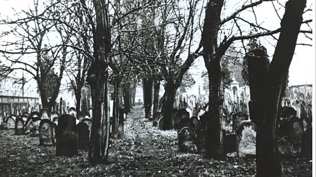 Foto původního židovského hřbitova v Prostějově z období před válkou.
