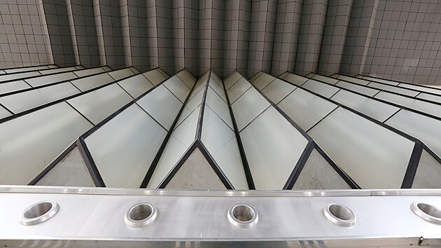 Detailn pohled na interir vlakovho ndra v Blin.