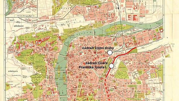 Mapa Pra�sk� spojovac� dr�hy