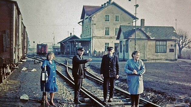 Osazenstvo železniční stanice Rožmitál pod Třemšínem v roce 1972