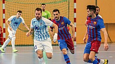 Momentka z utkání futsalové Ligy mistr mezi Plzní a Barcelonou