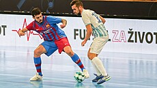 Momentka z utkání futsalové Ligy mistrů mezi Plzní a Barcelonou