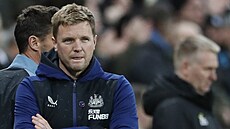 Trenér fotbalist� Newcastlu Eddie Howe b�hem duelu anglické ligy proti Norwichi.