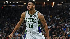 Janis Adetokunbo z Milwaukee v zápase s  Charlotte.