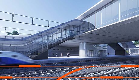 První terminál vysokorychlostní eleznice Praha východ má novou podobu. Stavba...