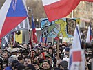 Odprci povinného okování se v nedli odpoledne seli na Václavském námstní v...