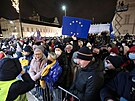 Lidé v Polsku protestují proti kontroverznímu mediálnímu zákonu. (19. prosince...
