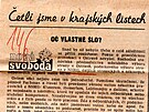 S odsouzením pispchal i krajský komunistický tisk Nová svoboda.