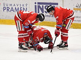 Utkn 31. kola hokejov extraligy: HC Olomouc - BK Mlad Boleslav. Zleva...