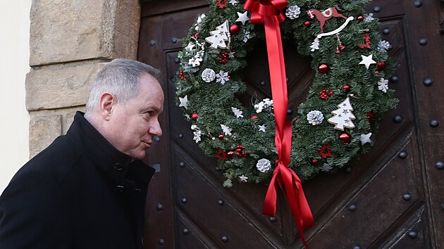 Prezident Miloš Zeman dnes na zámku v Lánech jmenuje členy nové vlády premiéra Petra Fialy (ODS). Na snímku nový ministr školství – Petr Gazdík (STAN). (17. prosince 2021)