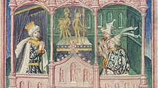 Král Lothbrok a jeho synové Ivar a Ubba na miniatue z patnáctého století