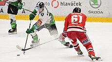 Utkání 31. kola hokejové extraligy: HC Olomouc - BK Mladá Boleslav. Zleva Pavel...