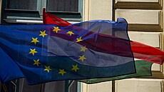 Vlajky EU a Maďarska. Ilustrační foto.