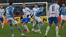 Momentka ze zápasu 19. kola Fortuna ligy mezi Slavií a Baníkem Ostrava.