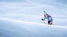 Michal Kr�má� b�hem sprintu v rakouském Hochfilzenu.