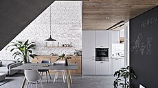 Kuchyňská linka je částečně inspirována romantickým stylem v minimalistickém...