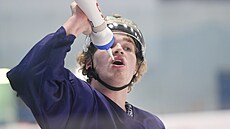 Finský hokejista Riku Sihvonen na litomickém tréninku
