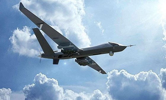 Bojový dron Wing Loong II z produkce ínské spolenosti Chengdu Aircraft...