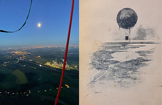 Svítání nad Mlníkem, 30. kvtna 2021 kolem pl esté ráno (vlevo) a ilustrace...