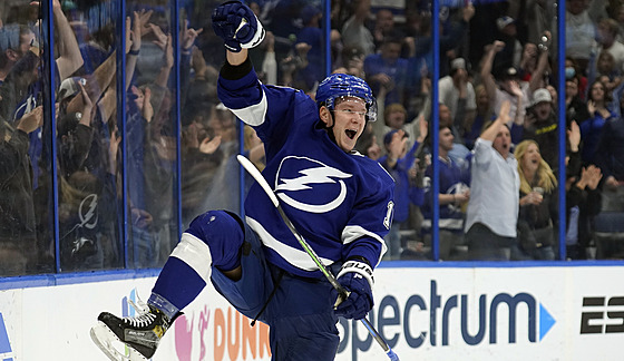 Ond�ej Palát z Tampy slaví gól proti Montrealu.