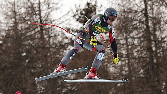 Norský lya Aleksander Aamodt Kilde na trati superobího slalomu v Bormiu