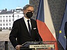 Premiér Petr Fiala na vládní tiskové konferenci 29.12.2021.