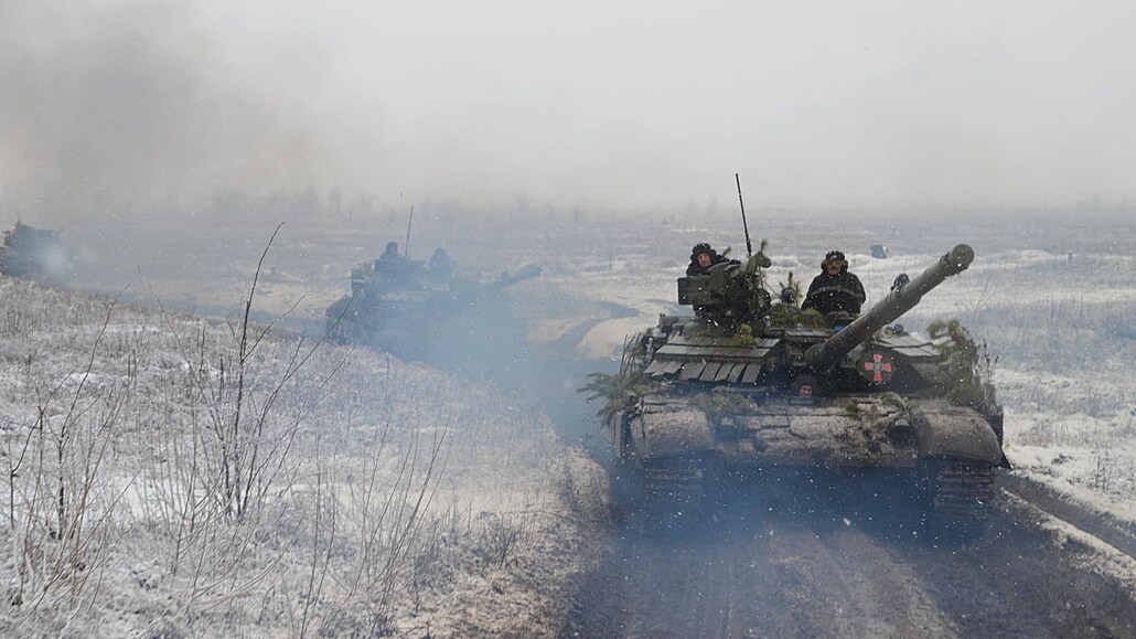 Písluníci 92. mechanizované brigády ukrajinské armády na manévrech v...