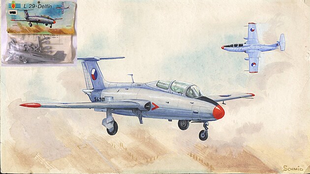 Prvn eskoslovensk plastikov model Aero L-29 Delfin z Kovozvod Prostjov se zaal prodvat v sku, tituln obrzek namaloval Jaroslav Schmid.