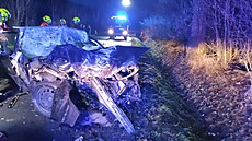 P�i nehod� osobního automobilu u Chebu se t�ce zranili �ty�i lidé. Záchraná�i...