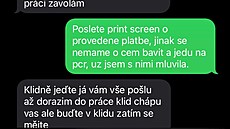 Pepis komunikace mezi prodejci mobilních telefon a podvodníkem pod smyleným...