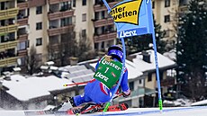 Tessa Worleyová na trati obřího slalomu v Lienzu