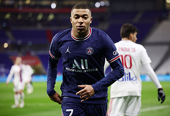 Paíský útoník Kylian Mbappé v utkání proti Lyonu