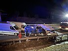 Dálnici D7 uzavela na Kladensku nehoda ty dodávek. (2. ledna 2022)