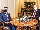 Prezident Milo Zeman (vpravo) na zámku v Lánech pijal kandidáta na ministra...