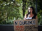 Akce pipomínající obti femicid ve francouzském Toulouse (16. íjna 2021)
