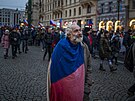 V Praze demonstrovali odprci povinného okování proti covidu-19. (9. ledna...