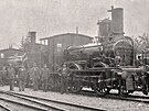 Lokomotivy StEG ve stanici Hruovany v roce 1903
