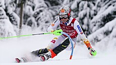 Slovenka Petra Vlhová bhem prvního kola slalomu v Kranjské Goe.