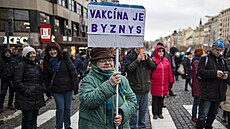 Na Václavském náměstí v Praze se sešli odpůrci povinného očkování proti...