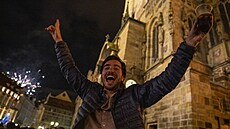 Oslavy p�íchodu nového roku 2022 v Praze na Starom�stském nám�stí. (1. ledna...